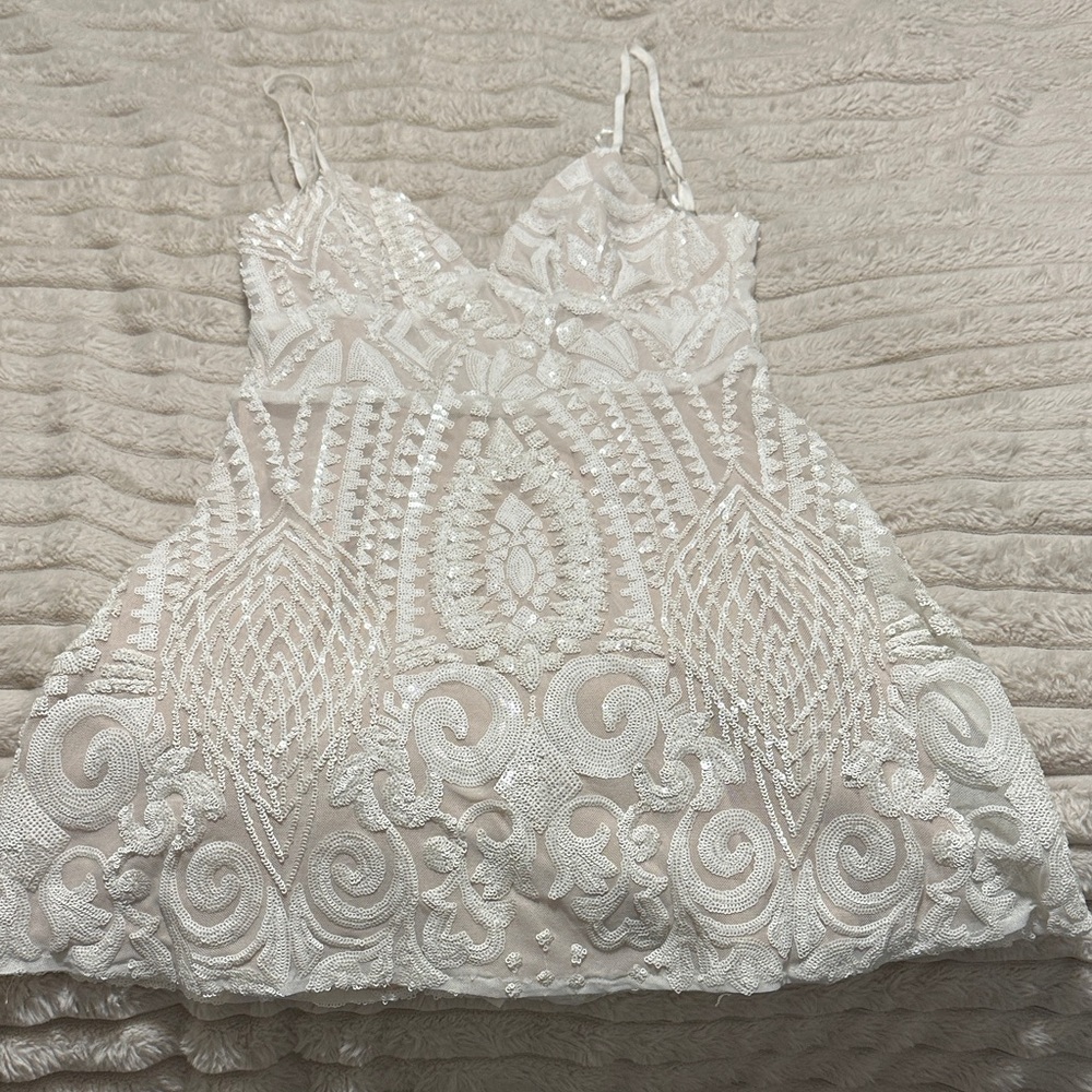 Superdown White Embroidered Dress